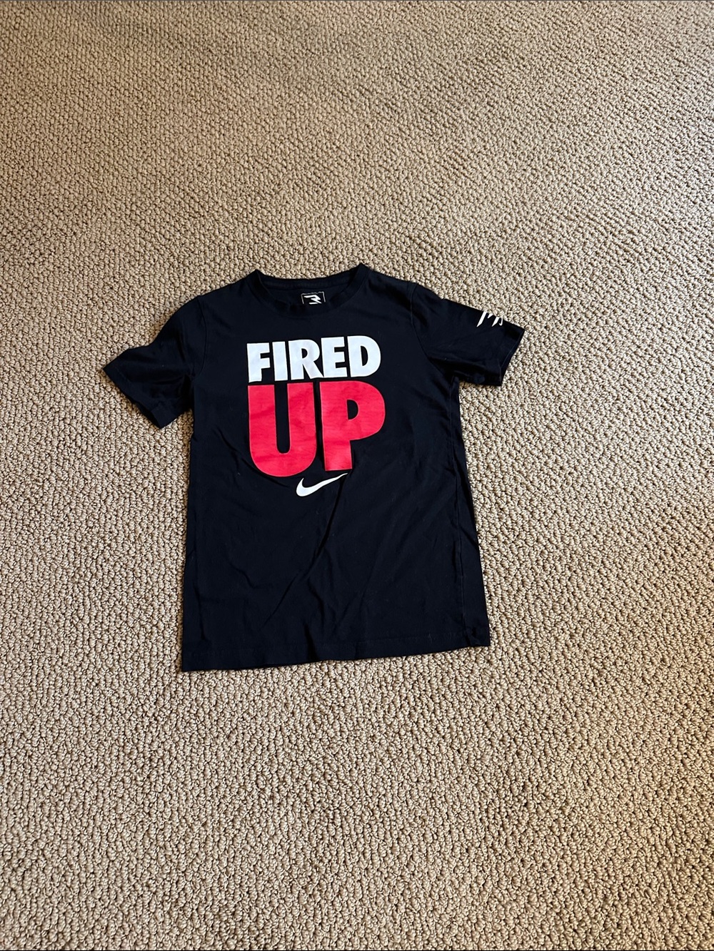 Nike Black Tee with Red & White 'FIRED UP' Graphic